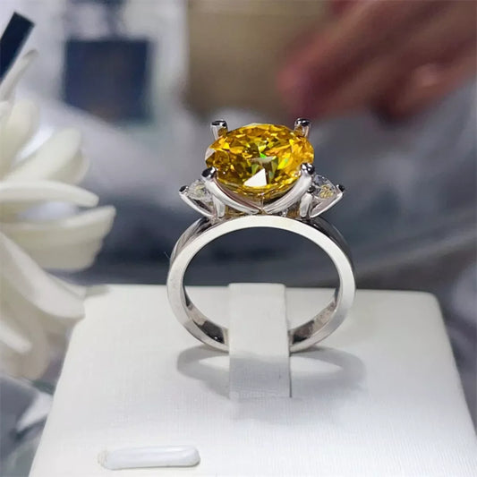 Moissanite Ring Chiara - 5 Ct Yellow Sparkle Shine Brilliant Women's Ring Velanci
