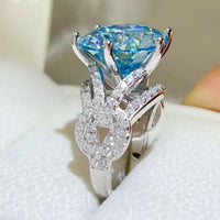 Ring Giulia - 10 Carat Blue Moissanite In Sterling Silver Women's Ring Velanci