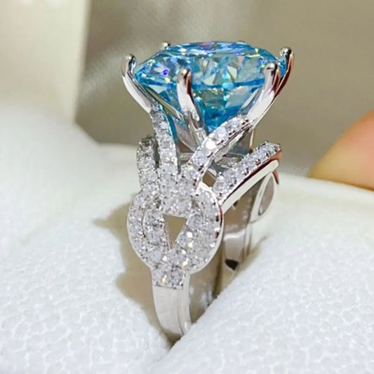 Ring Giulia - 10 Carat Blue Moissanite In Sterling Silver Women's Ring Velanci