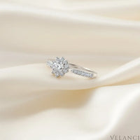 Minimalist Moissanite Snowflake Ring Luna - Rhodium Plated Velanci