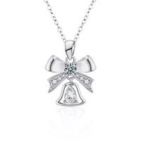 Sterling Silver Bow Pendant Necklace - 0.5 Carat Brilliance Velanci