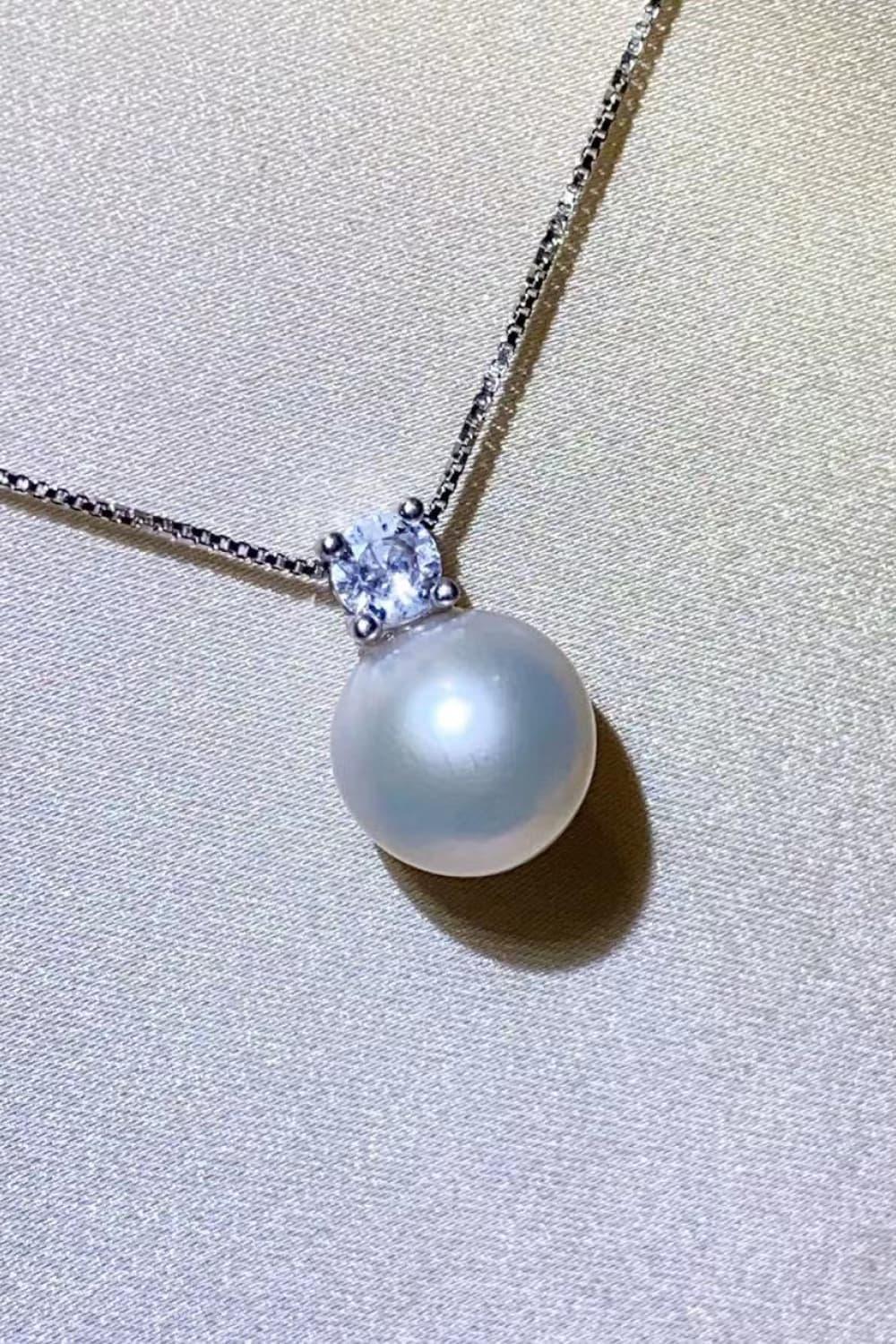 Freshwater Pearl Necklace - Sterling Silver Pendant, Coastal Velanci