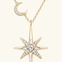 Moon Star Necklace - Platinum-Plated Moissanite Pendant Velanci