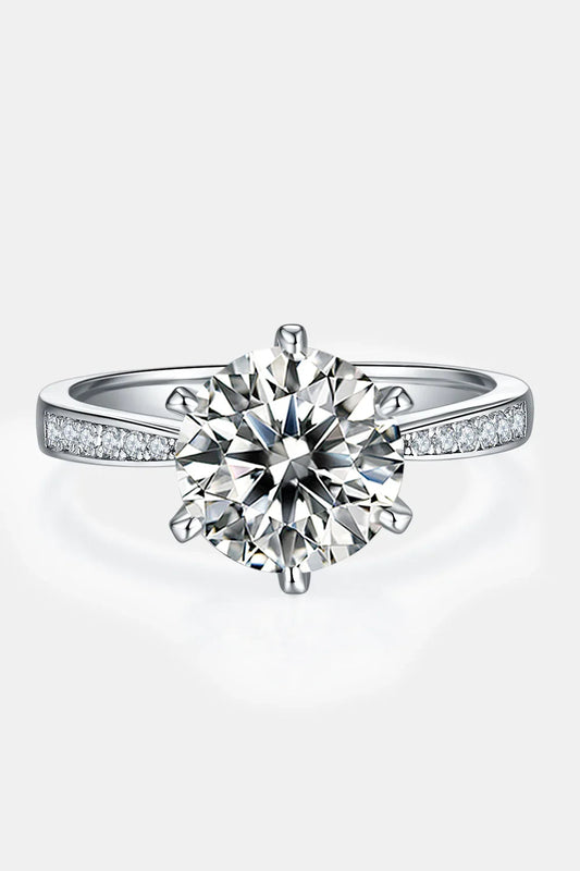 Moissanite Side Stone Ring Bianca - 3ct Minimalist Sparkle Women's Ring Velanci