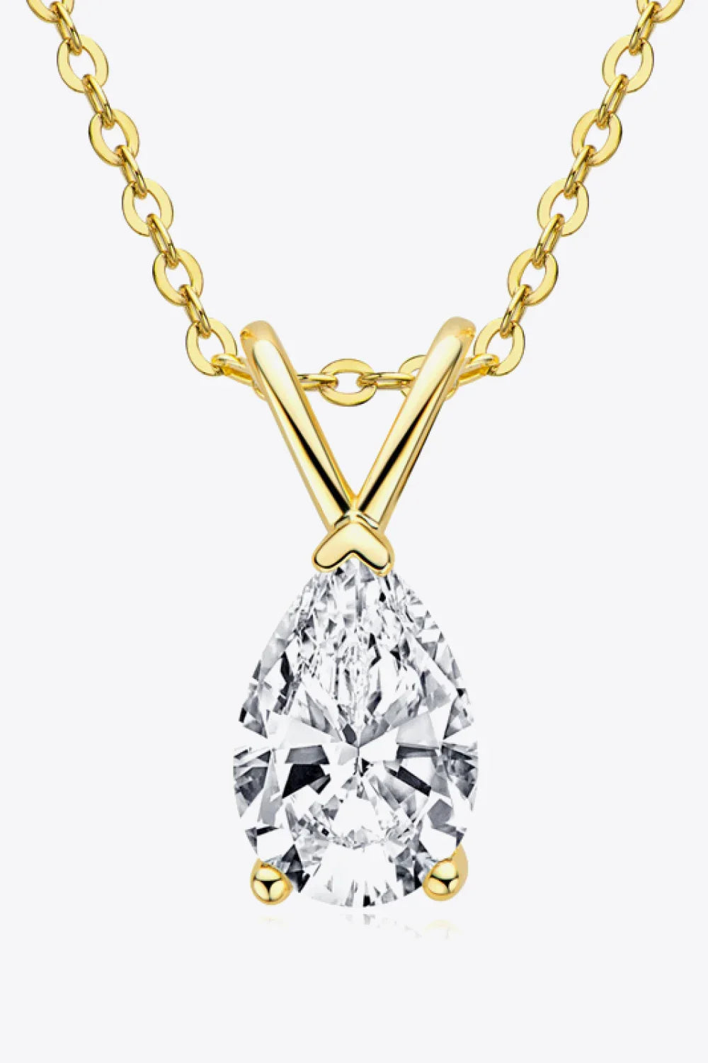 1.5 Carat Moissanite Teardrop Necklace - Sterling Silver Velanci
