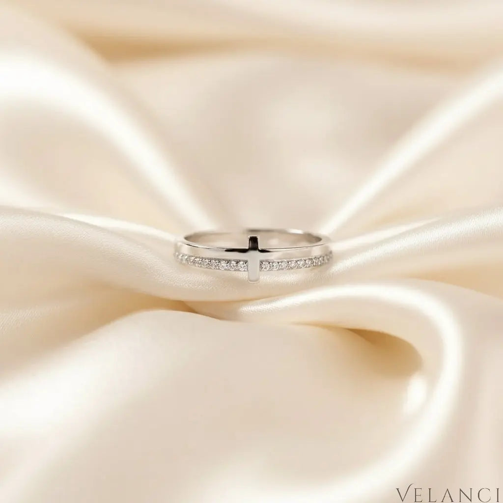 Sterling Silver Cross Ring Alessia - 18K Gold-Plated Velanci