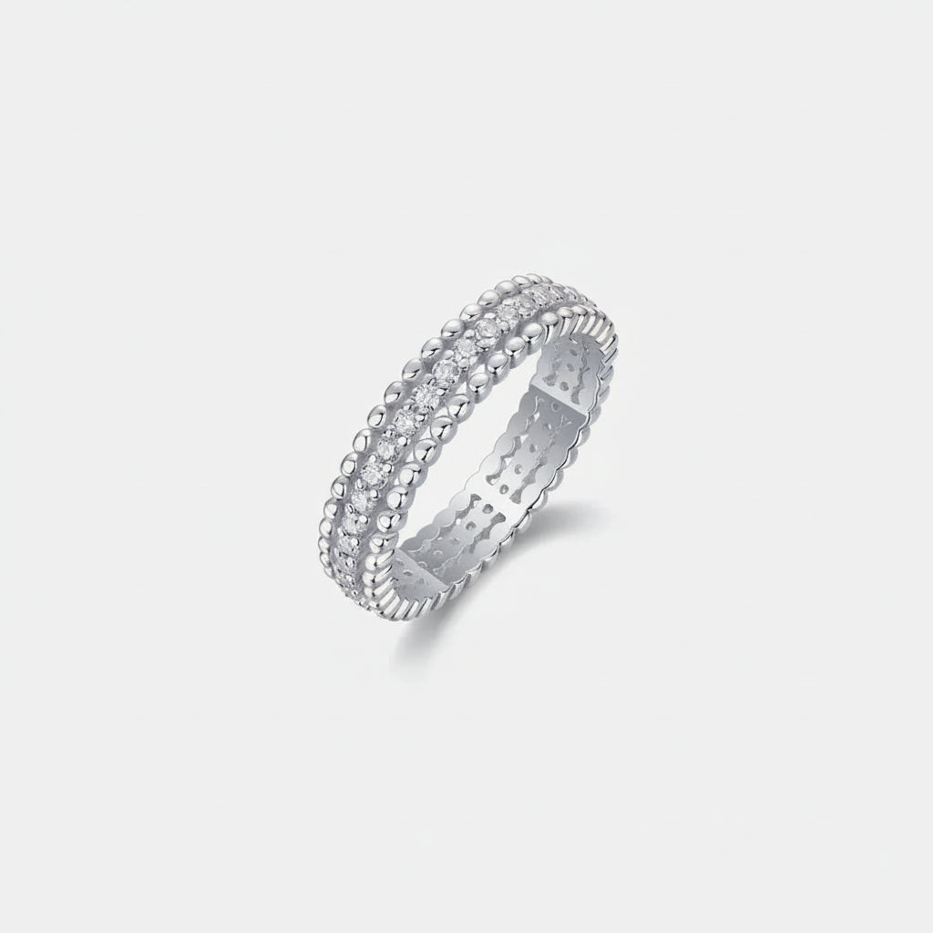 Moissanite Ring Lucia - Dainty Sterling Silver Band Women's Ring Velanci