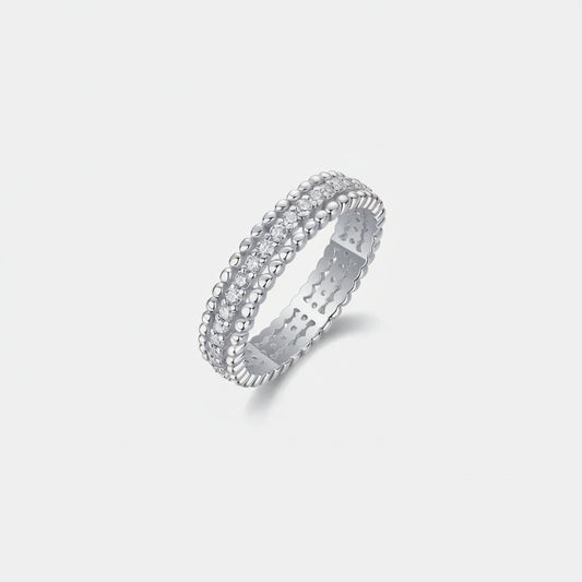 Moissanite Ring Lucia - Dainty Sterling Silver Band Women's Ring Velanci