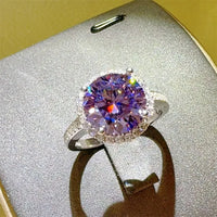 Three Carat Moissanite Ring Giulia - Halo Rainbow Fire Women's Ring Velanci