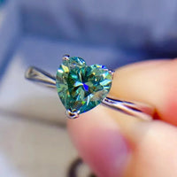 Ring Giulia - One Carat Moissanite Heart Sterling Silver Women's Ring Velanci