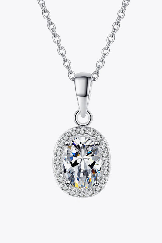 1 Carat Moissanite Pendant Necklace - Rhodium-Plated Silver Velanci