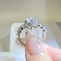 2 Carat Moissanite Sterling Silver Ring Giulia - Halo Spark Women's Ring Velanci