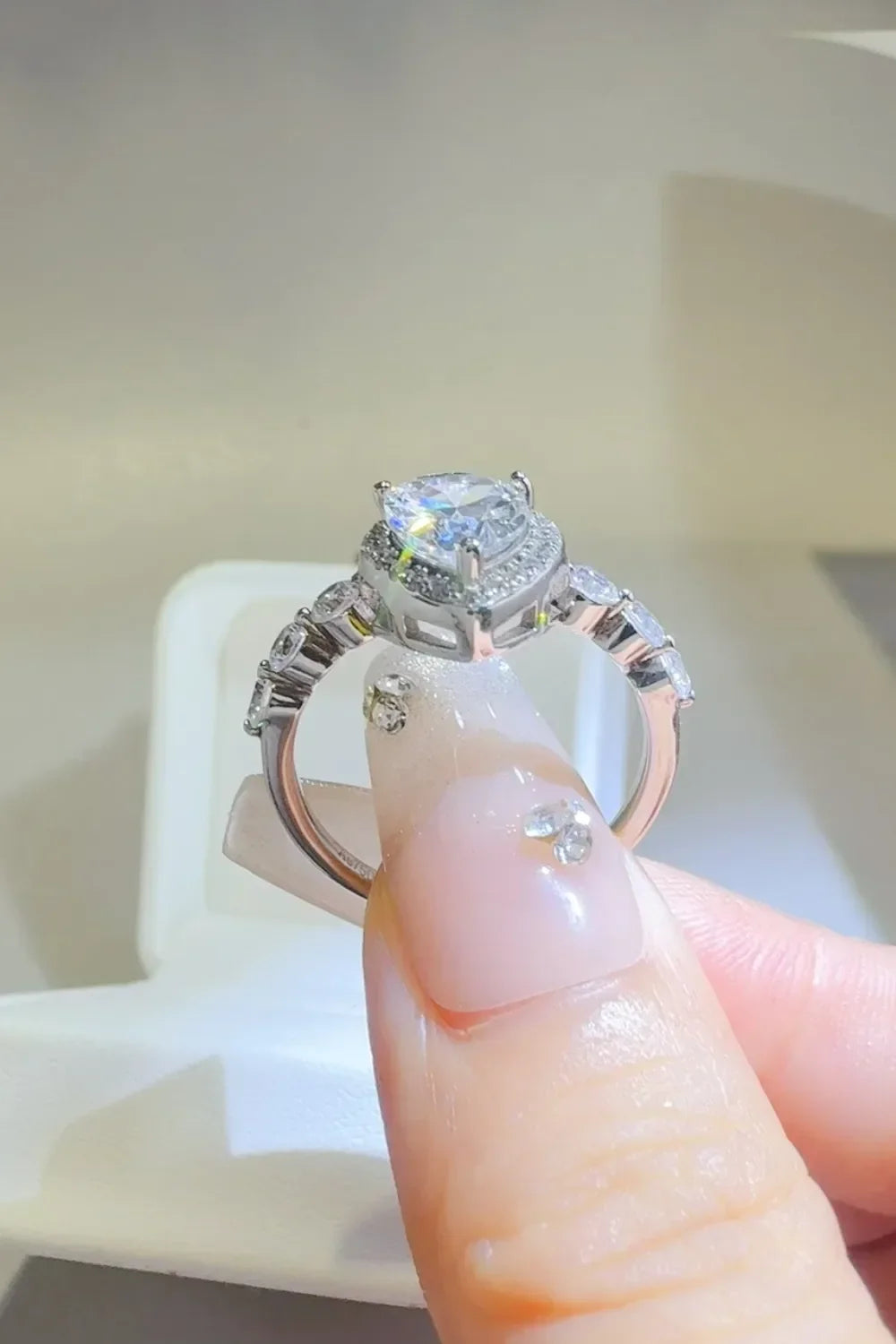 2 Carat Moissanite Sterling Silver Ring Giulia - Halo Spark Women's Ring Velanci