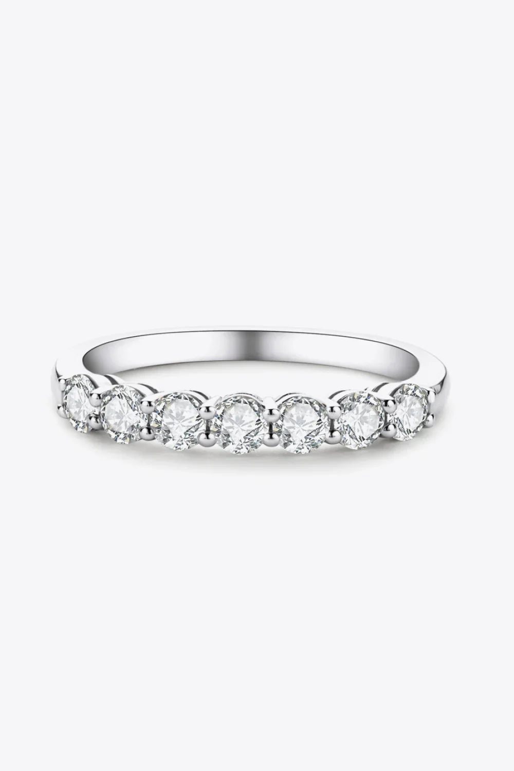 Moissanite Ring Sofia - Seven-Stone 0.7ct Platinum-Plated Women's Ring Velanci
