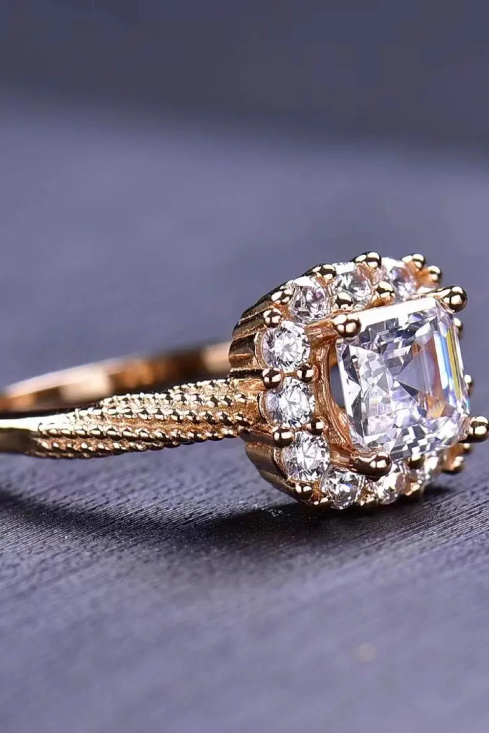 Moissanite Ring Ariella - Rose-Gold Plated, 1 Carat Halo Women's Ring Velanci