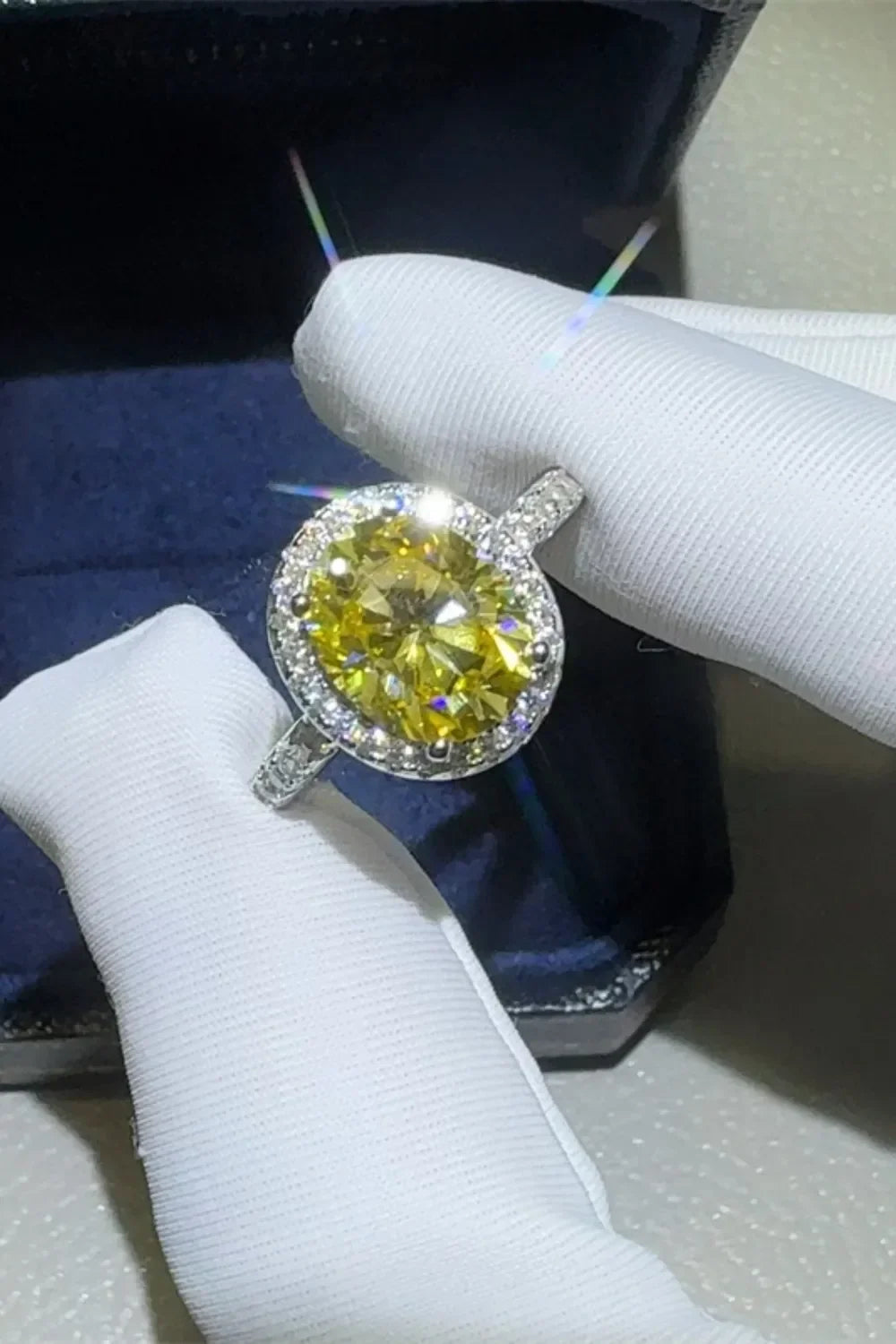 3 Carat Moissanite Sterling Silver Ring Alessia - Halo Shine Women's Ring Velanci