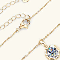 Moissanite Necklace - 2 Carat Bezel Sterling Silver Chain Velanci