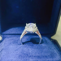 Moissanite Ring Isabella - Halo Pear-Cut 2ct Silver Women's Ring Velanci