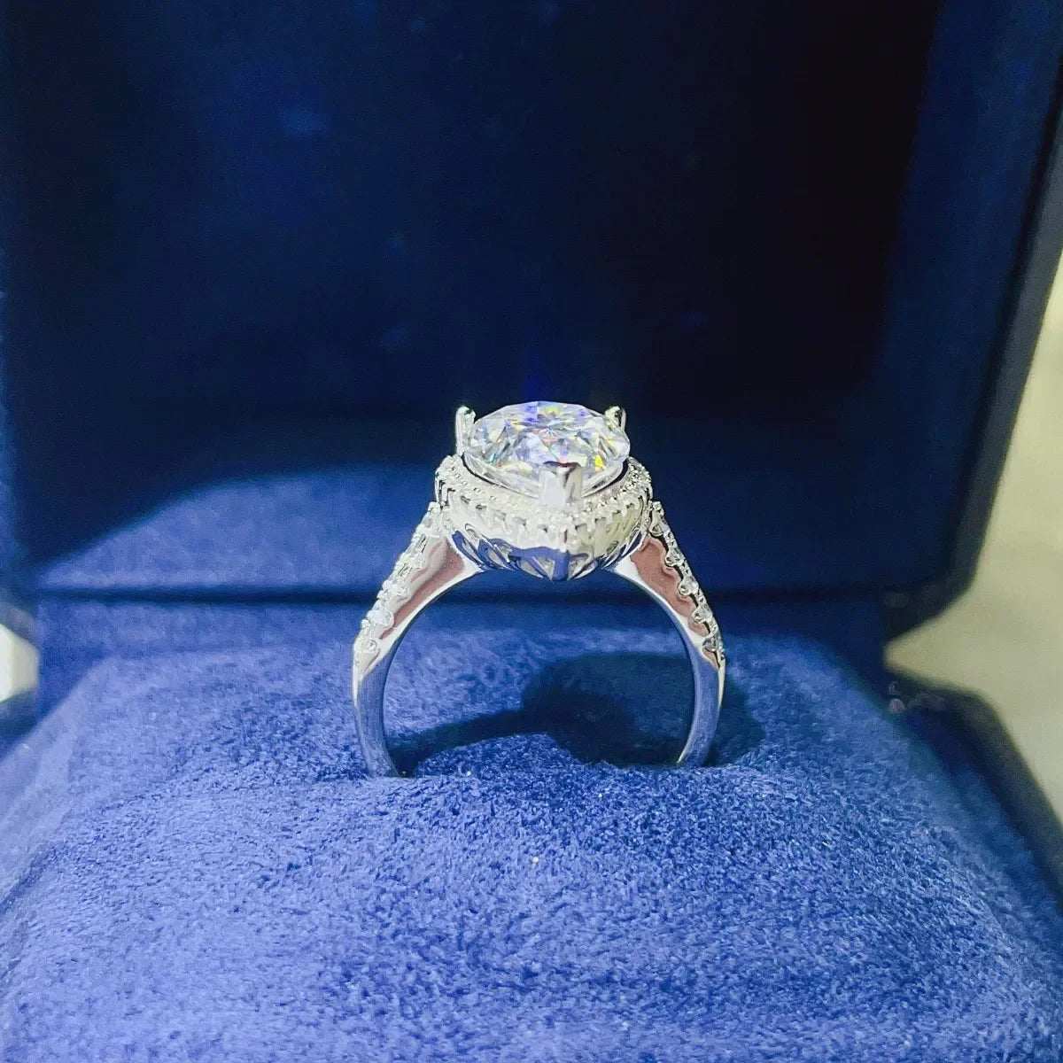 Moissanite Ring Isabella - Halo Pear-Cut 2ct Silver Women's Ring Velanci