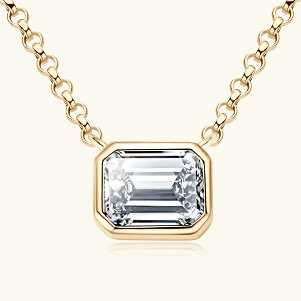 Moissanite Pendant Necklace - 1 Carat Sterling Silver Velanci