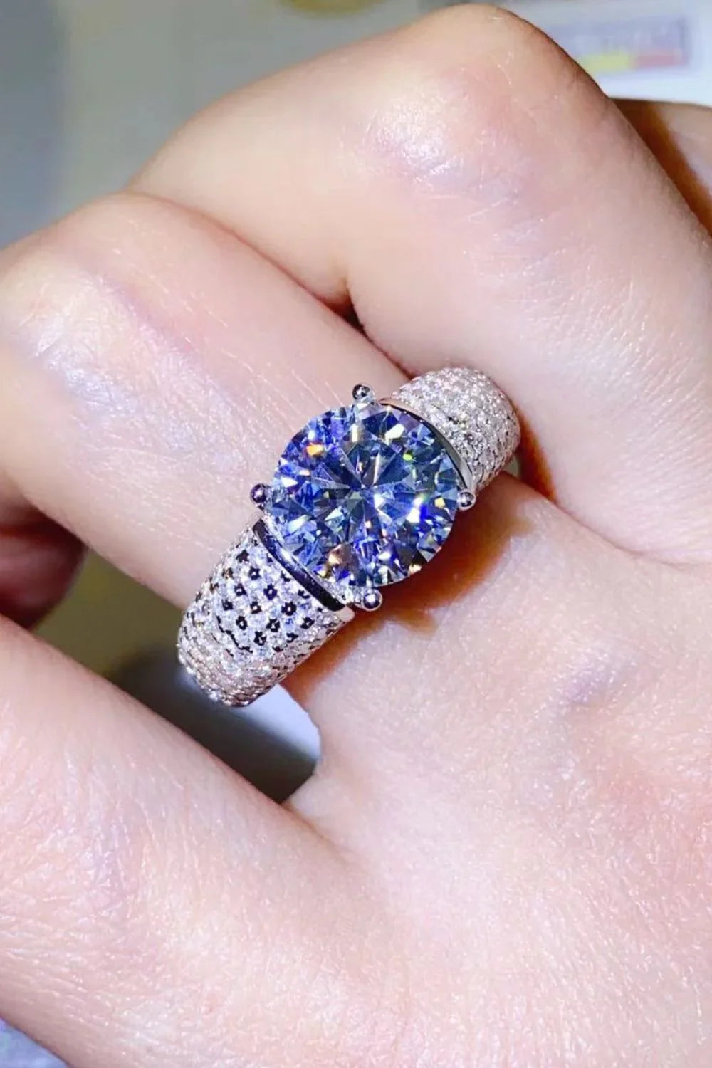 Ring Giulia - 3 Carat Moissanite Silver Ring Shine Women's Ring Velanci