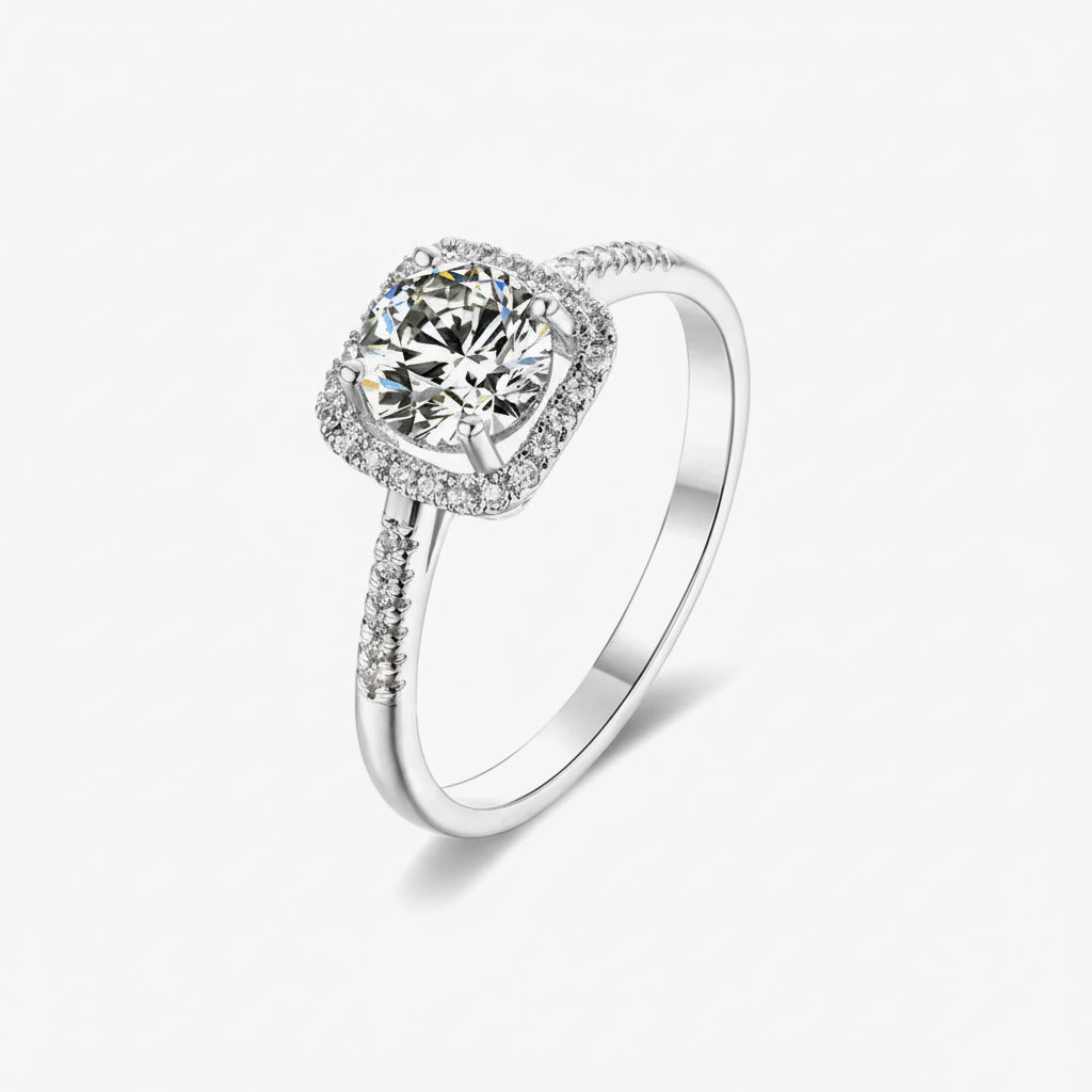 Ring Giovanna - 1 Carat Moissanite Gleaming Halo Sparkle Women's Ring Velanci