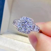 3 Carat Moissanite Sterling Silver Ring Elena - Bold Shine Women's Ring Velanci