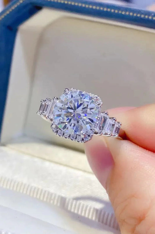 3 Carat Moissanite Sterling Silver Ring Elena - Bold Shine Women's Ring Velanci