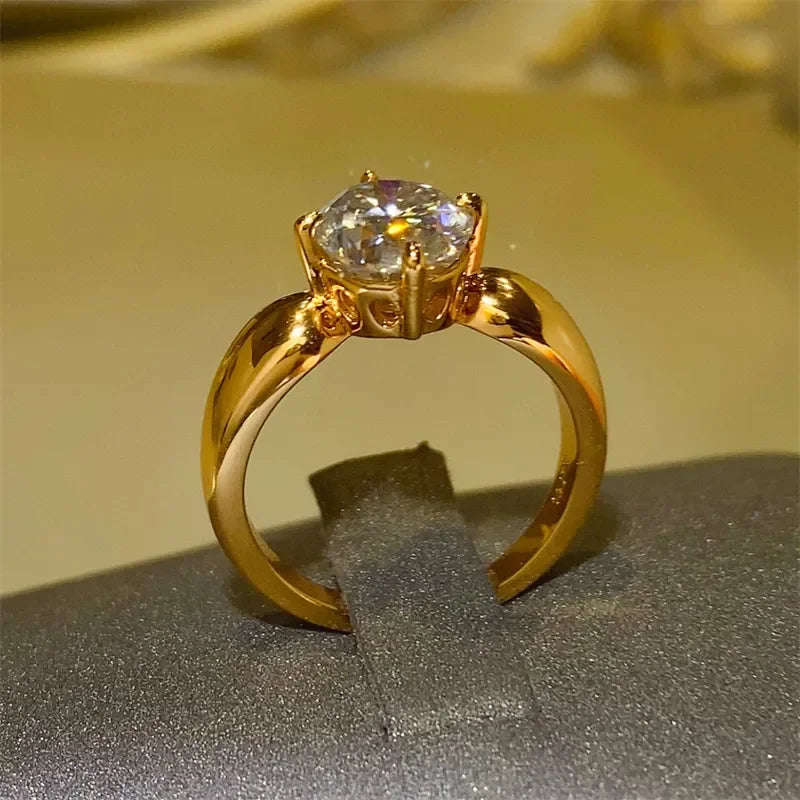 Ring Alessia - 2 Carat Moissanite Sterling Silver Band Women's Ring Velanci
