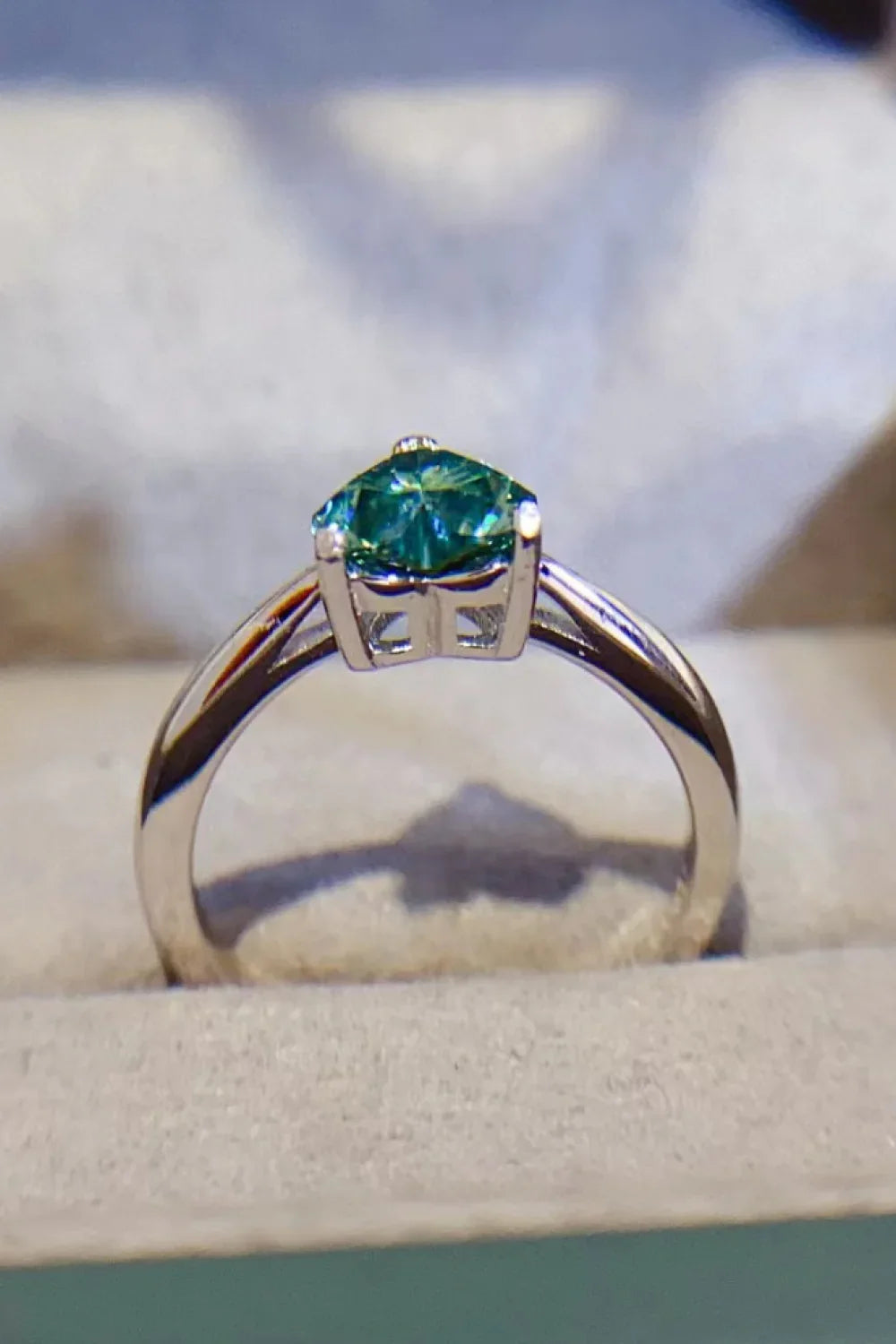 Ring Giulia - One Carat Moissanite Heart Sterling Silver Women's Ring Velanci