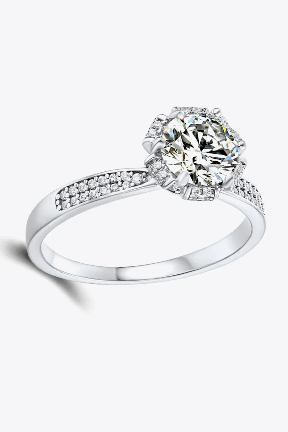 1 Carat Moissanite Ring Giulia - Halo Pave Band Shine Women's Ring Velanci