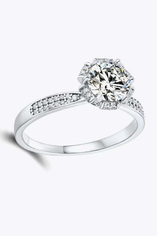 1 Carat Moissanite Ring Giulia - Halo Pave Band Shine Women's Ring Velanci