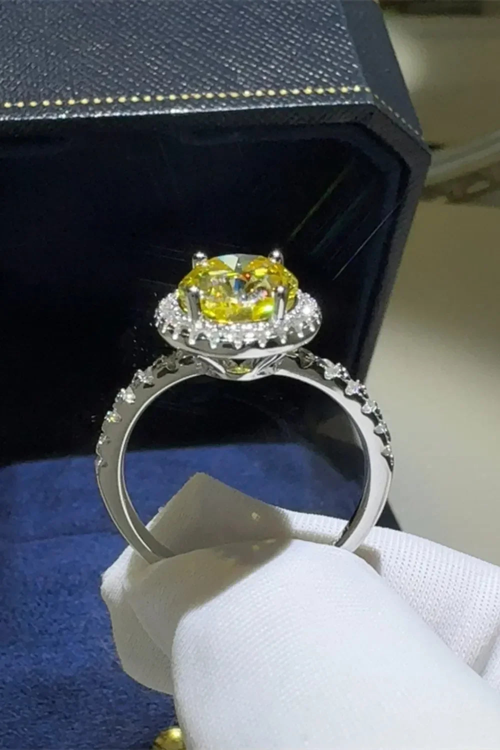 3 Carat Moissanite Sterling Silver Ring Alessia - Halo Shine Women's Ring Velanci