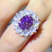 3 Carat Moissanite Platinum-Plated Ring Giulia - Halo Shine Women's Ring Velanci