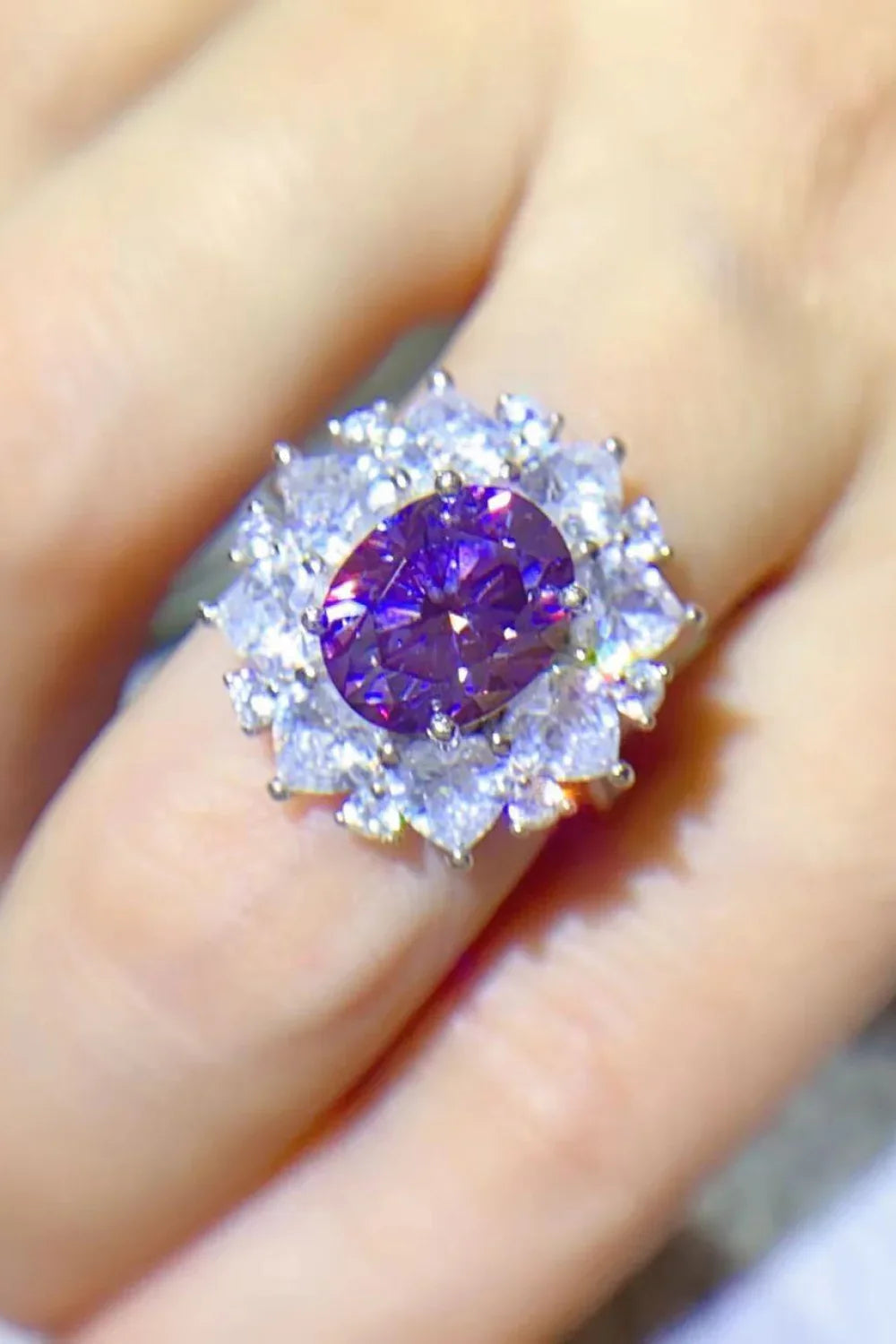 3 Carat Moissanite Platinum-Plated Ring Giulia - Halo Shine Women's Ring Velanci