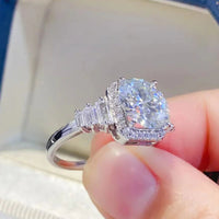 3 Carat Moissanite Sterling Silver Ring Elena - Bold Shine Women's Ring Velanci