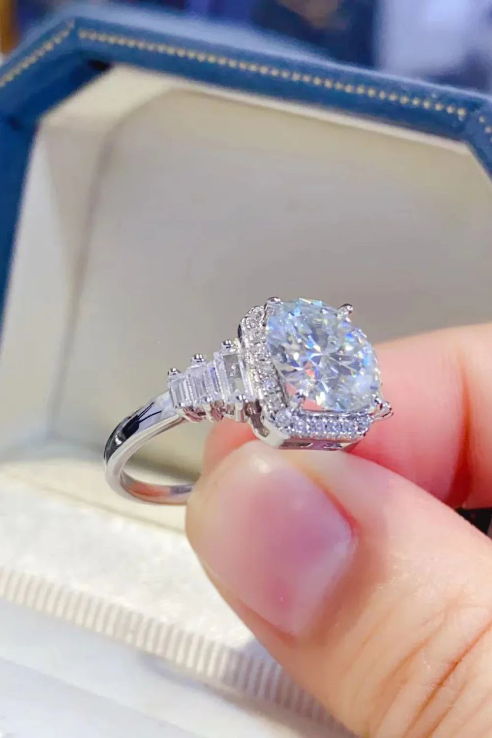 3 Carat Moissanite Sterling Silver Ring Elena - Bold Shine Women's Ring Velanci
