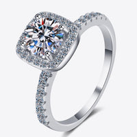 Moissanite Ring Giulia - 2 Carat Square Halo Minimalist Women's Ring Velanci