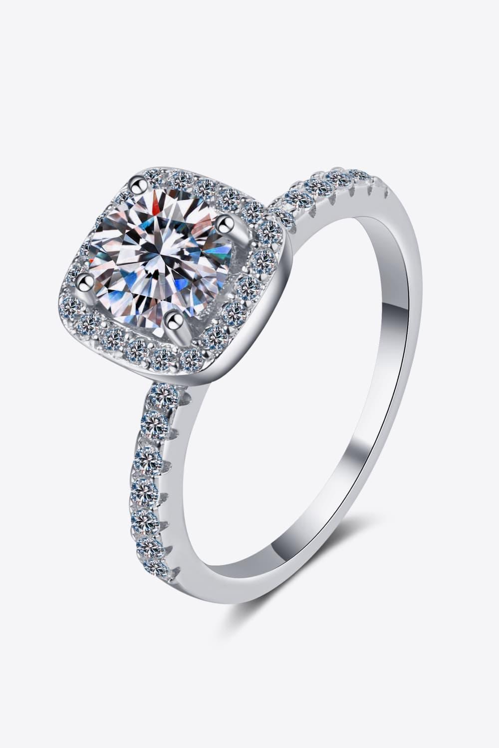 Moissanite Ring Giulia - 2 Carat Square Halo Minimalist Women's Ring Velanci