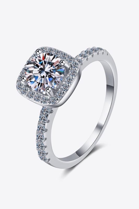 Moissanite Ring Giulia - 2 Carat Square Halo Minimalist Women's Ring Velanci