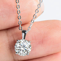 Minimalist Sterling Silver Moissanite Necklace - 1ct Sparkle Velanci