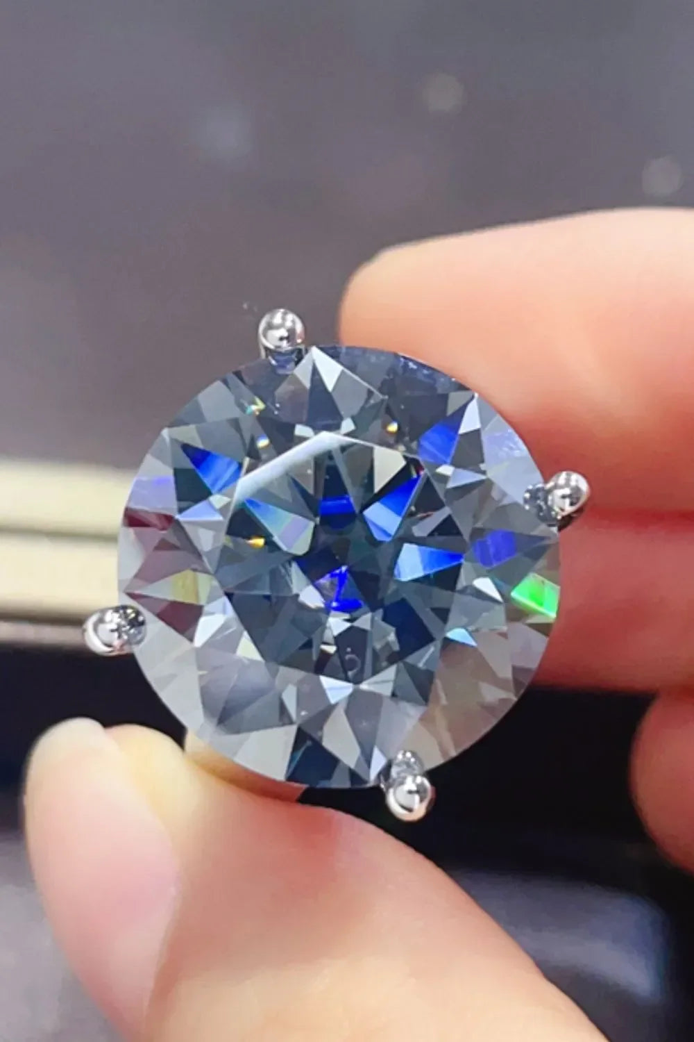 Moissanite Sterling Silver Ring Anna - 20 Carat Center Stone Women's Ring Velanci