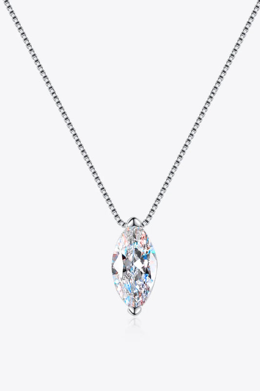 Moissanite Necklace - 1 Carat Rhodium Plated Silver Velanci