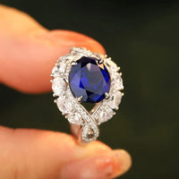 Ring Francesca - 5 Carat Lab-Grown Sapphire, Pt-Plated Women's Ring Velanci