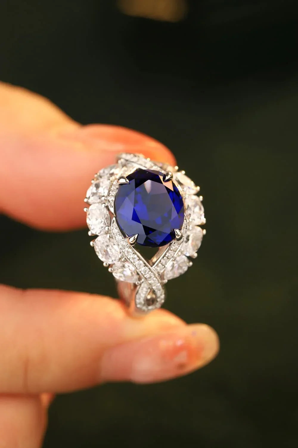 Ring Francesca - 5 Carat Lab-Grown Sapphire, Pt-Plated Women's Ring Velanci