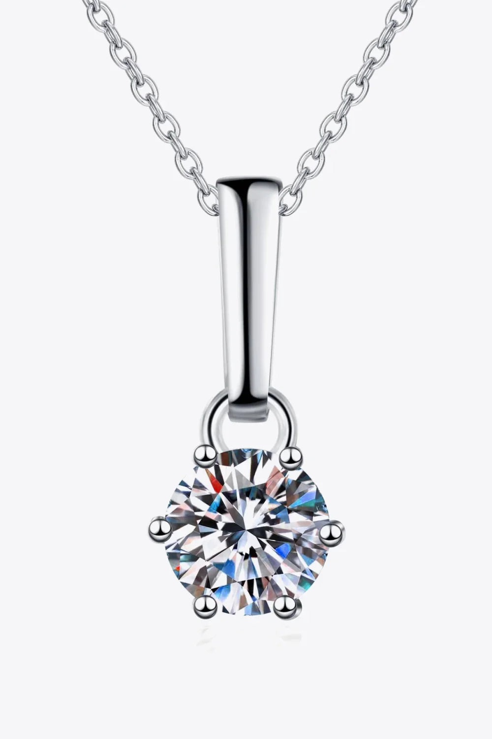 Minimalist 1 Carat Moissanite Necklace - Sterling Silver Velanci
