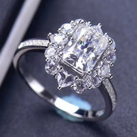 Moissanite Ring Sofia - 2 Carat Cushion Halo Sparkle Women's Ring Velanci