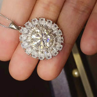 5 Carat Moissanite Platinum-Plated Sterling Silver Necklace Velanci