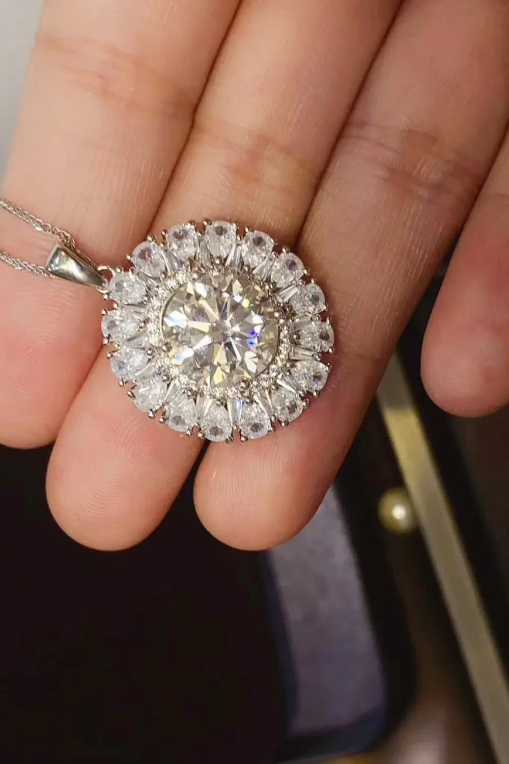 5 Carat Moissanite Platinum-Plated Sterling Silver Necklace Velanci