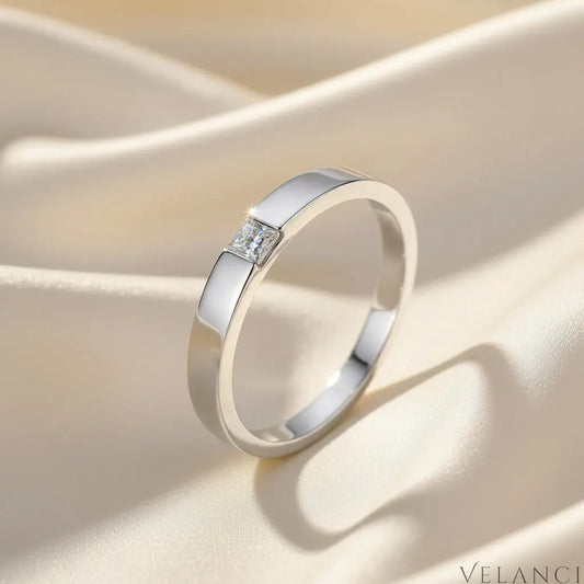 Inlaid Moissanite Ring Alessia - Coastal Rhodium Finish Velanci